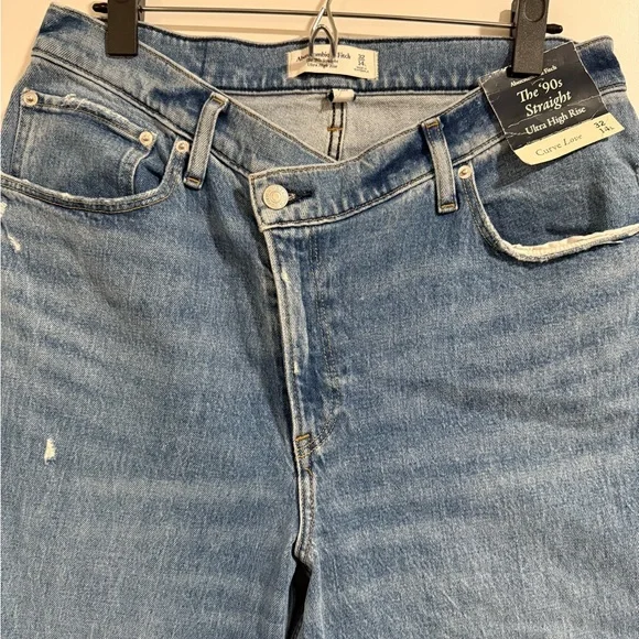 Abercrombie & Fitch The ‘90s Straight Ultra High Rise Blue Jeans Curve Love - Picture 3 of 8